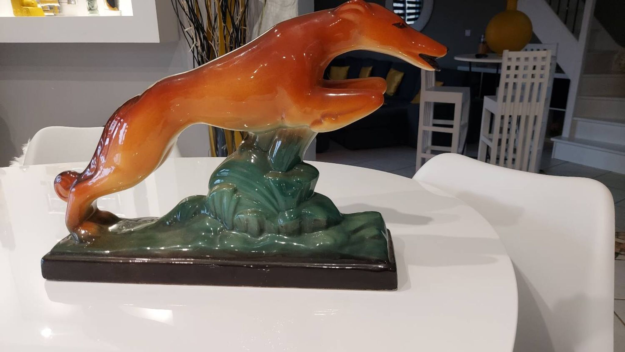 Sculture ceramique lévrier art déco années 1930