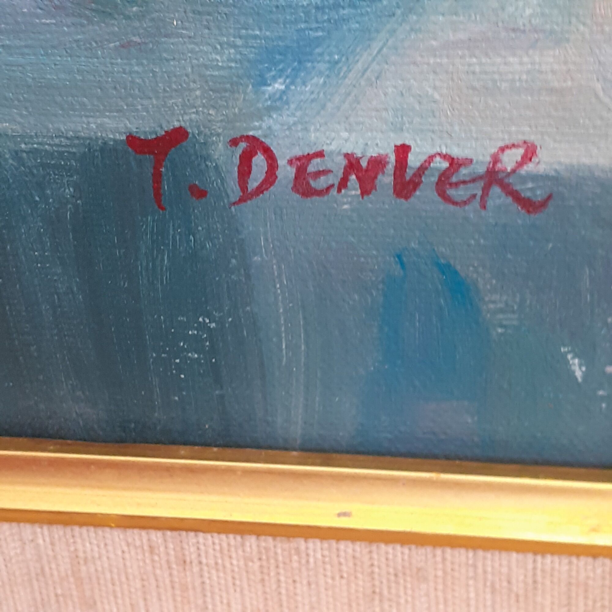 Old painting Still Life. Oil on canvas. Golden frame.T. Denver.