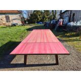 1960s oak dining table with integrated extensions.