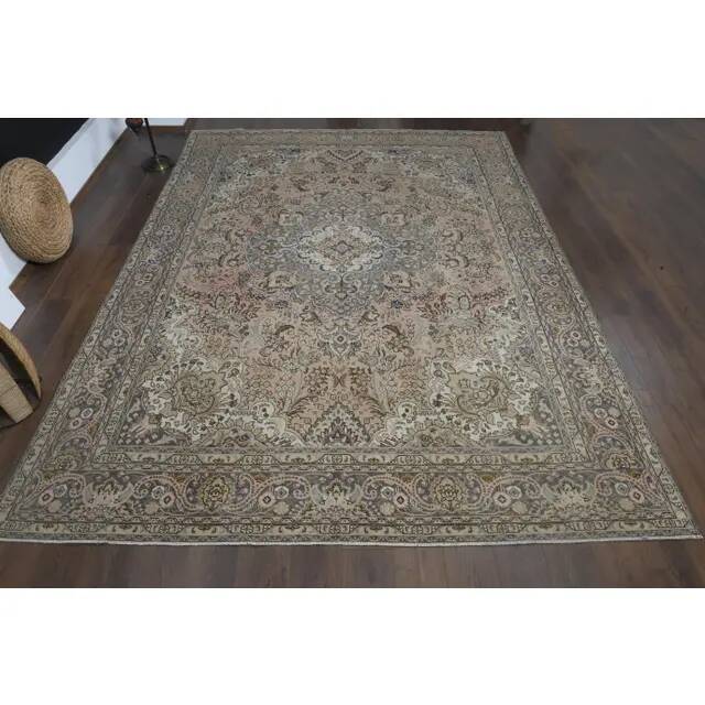 1960s Vintage Persian Handmade Wool Orange Area Rug 280x381