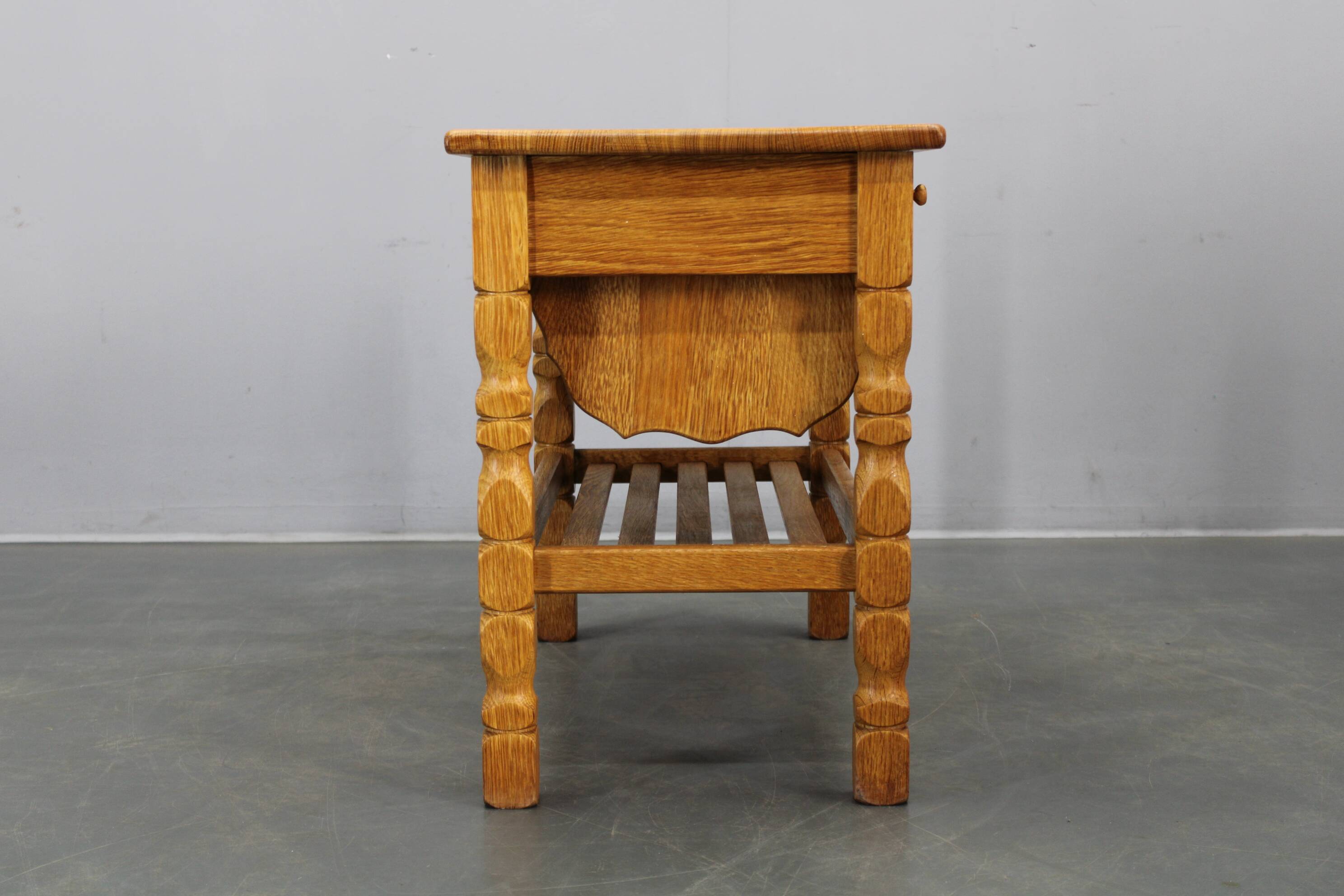 Danish mid-century oak sewing cabinet by Henning Kjaernulf