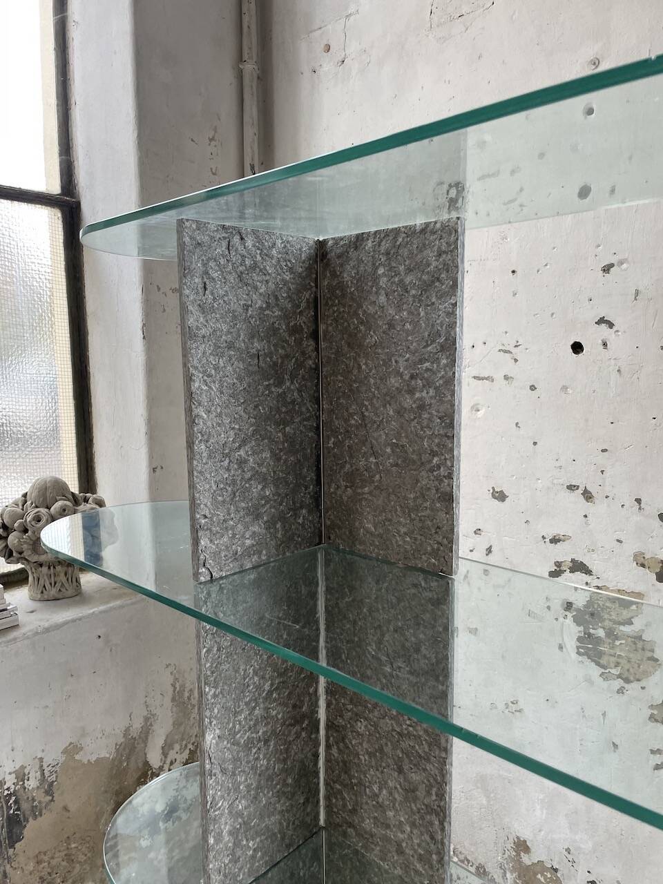 Roche Bobois stone and glass sculpture shelf 1970s