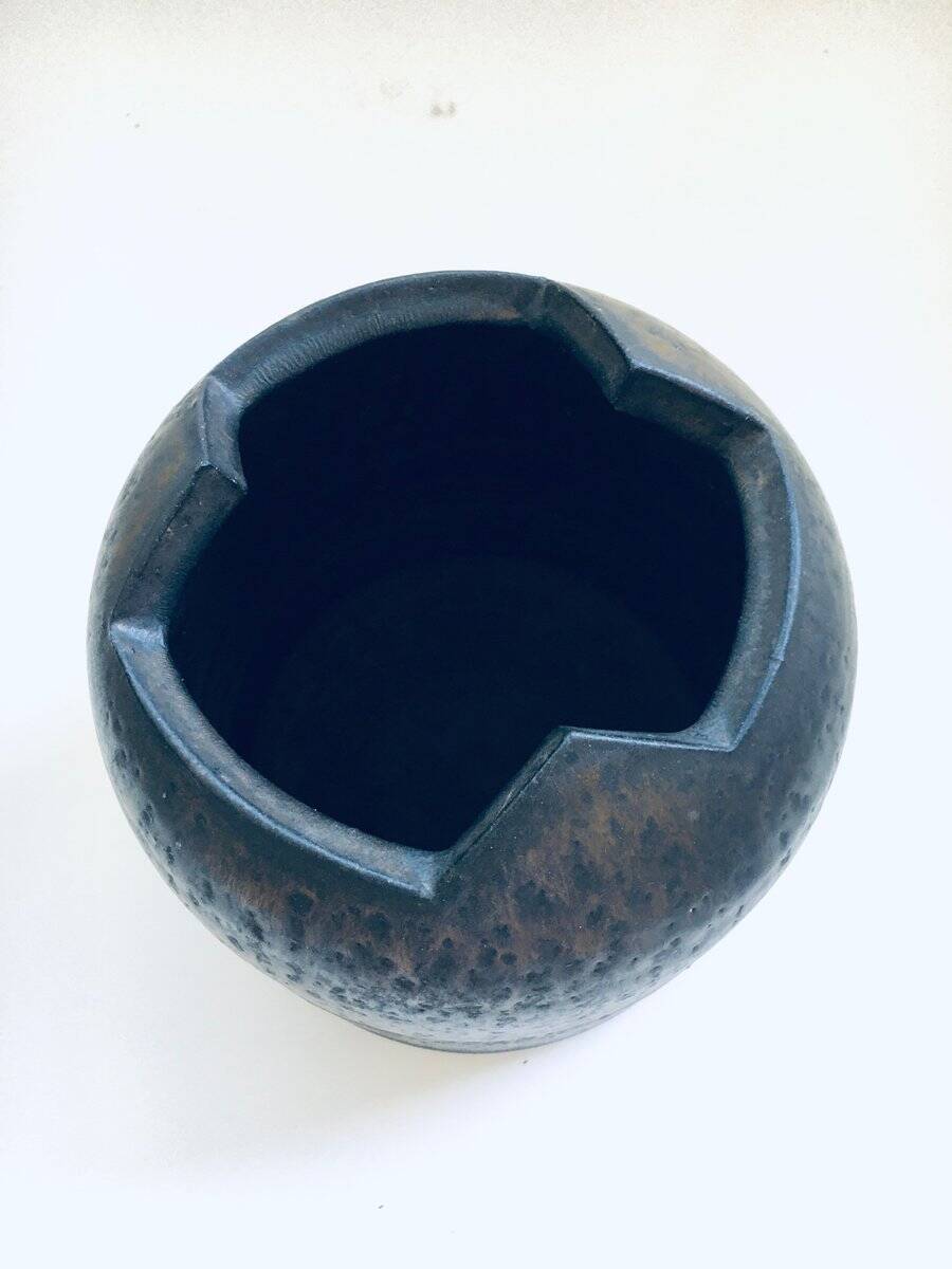 Brutalist Art Studio Pottery Lidded Jar Pot by Jaan Mobach, 1960s
