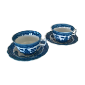 Two Blue Willow porcelain tea cups