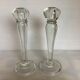 Pair large glass candle holders