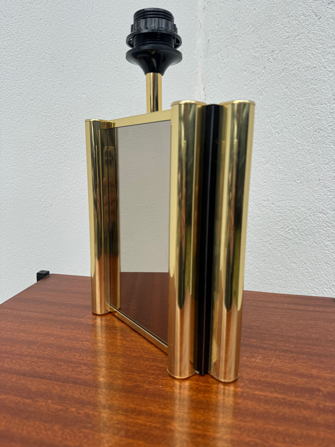 Smoked mirror lamp brass 1970s