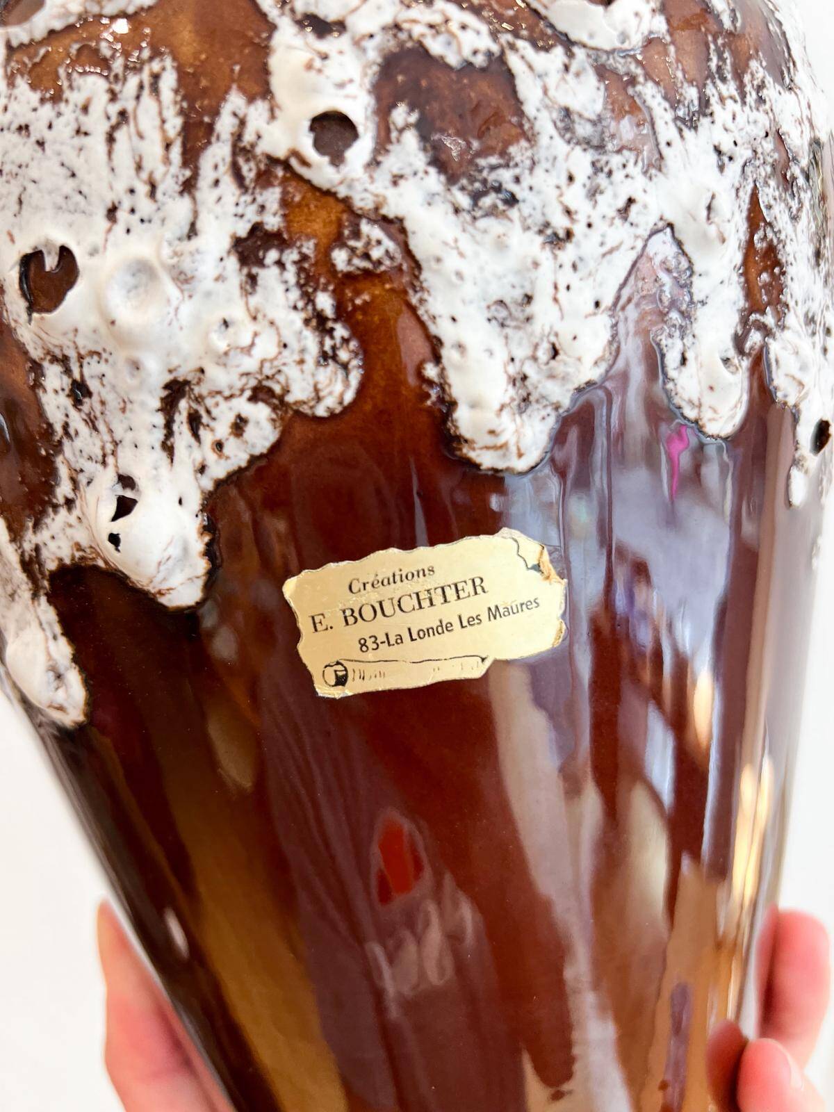 Handmade ceramic vase in "volcanic" style