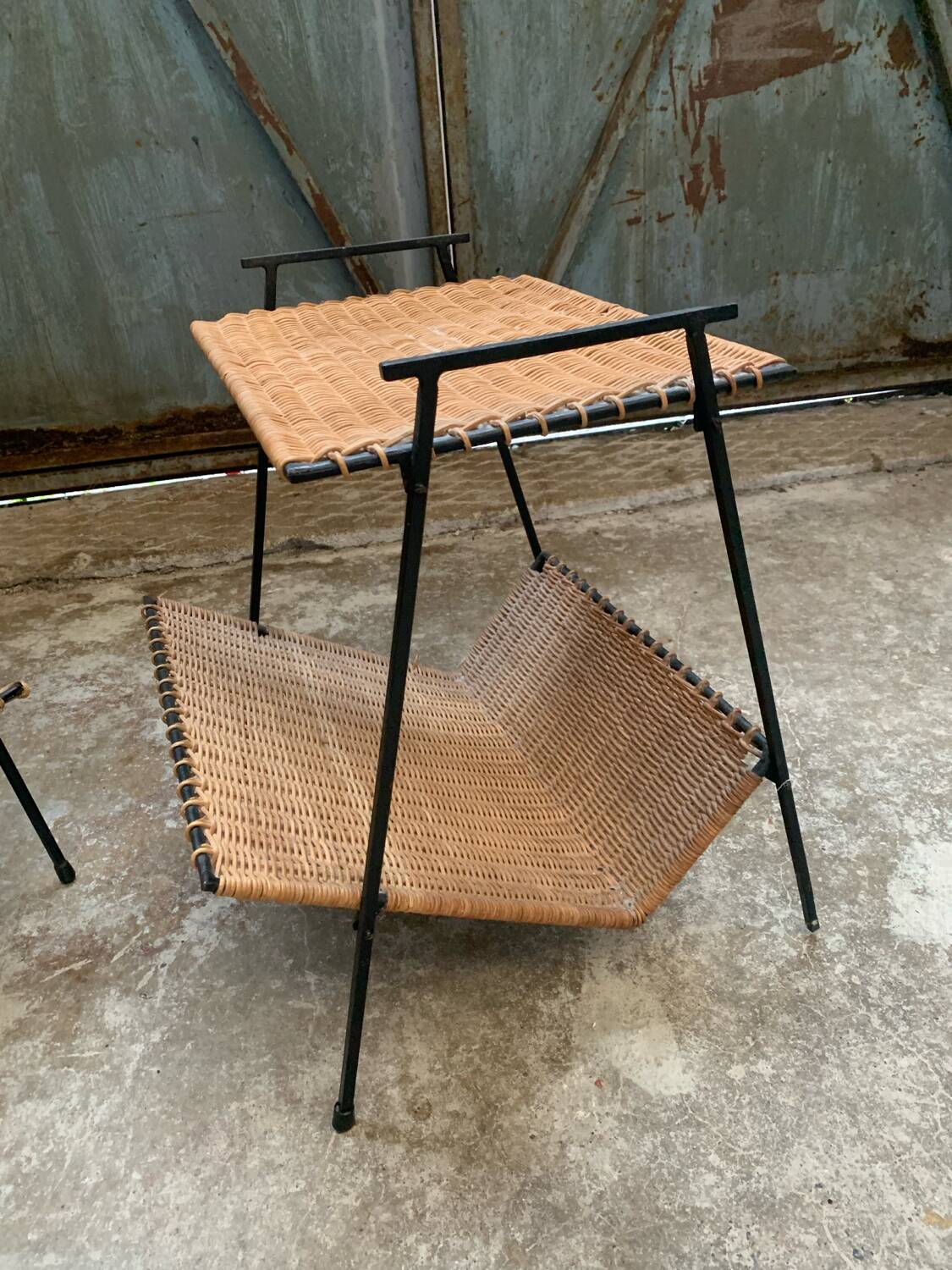 Pair of Raoul Guys Wicker Magazine Racks Circa 195