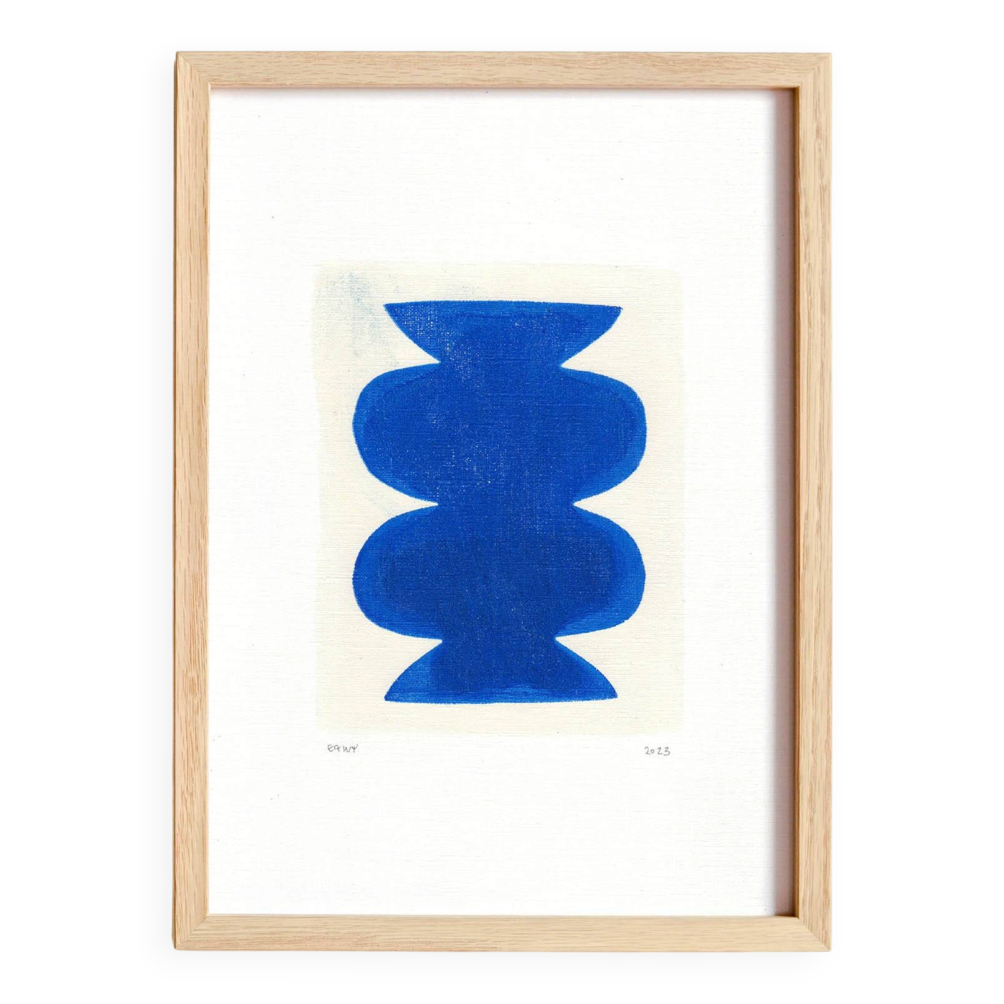 peinture abstraite bleue signée Eawy