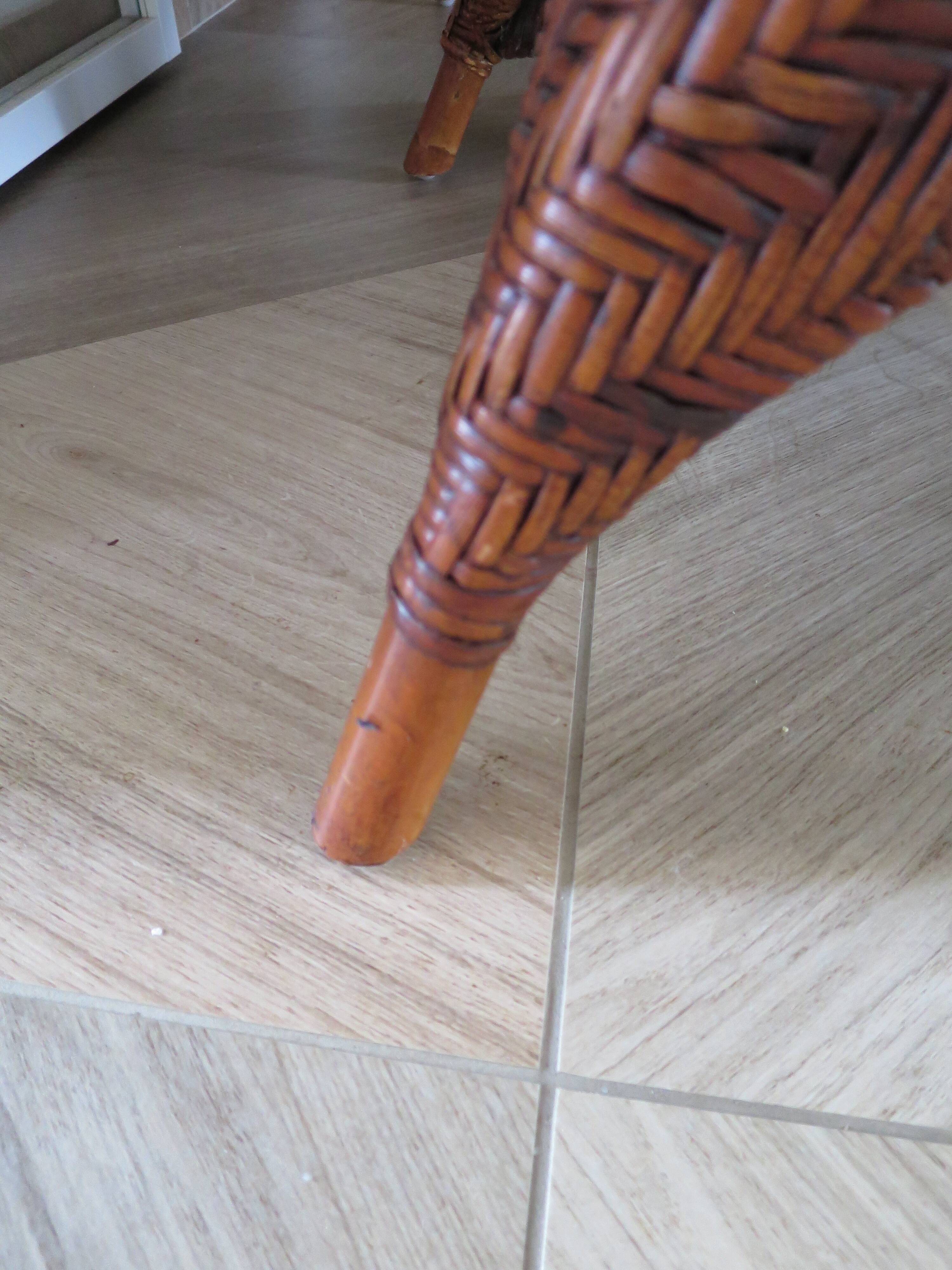 Two-seater banquette in woven rattan, wood and bamboo, 1980s.