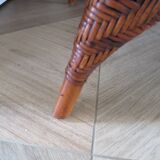 Two-seater banquette in woven rattan, wood and bamboo, 1980s.