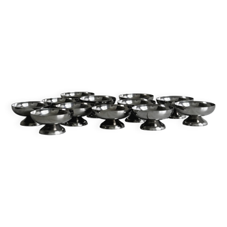 12 stainless steel footed bowls, Letang Remy style