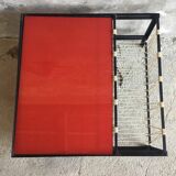 Metal modernist coffee table with scoubidou magazine racks design 1950