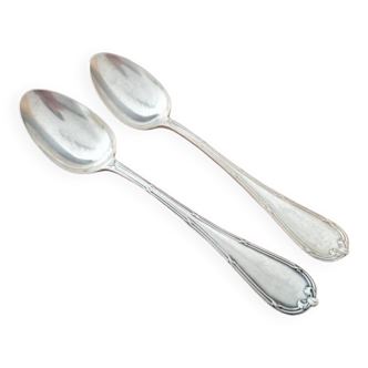 Christofle - Set of 2 dessert spoons, Rubans croisés model - in silver-plated metal