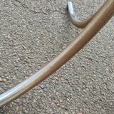 Vintage oval design table in smoked glass and chrome legs