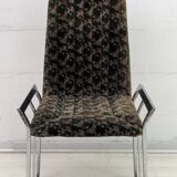 Set of 4 Mid-Century Modern Italian Chromed Steel and Velvet Dining Chairs