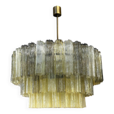 Chandelier en verre de Murano "Tronchi" des années 50 en ambre et fumé