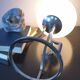 Lamp sphere of frosted glass, chrome steel, art deco, 1950