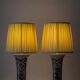Vintage Belgian Delft Style Table Lamps by Boch with Brass Elements, 1950-1970, New Shades