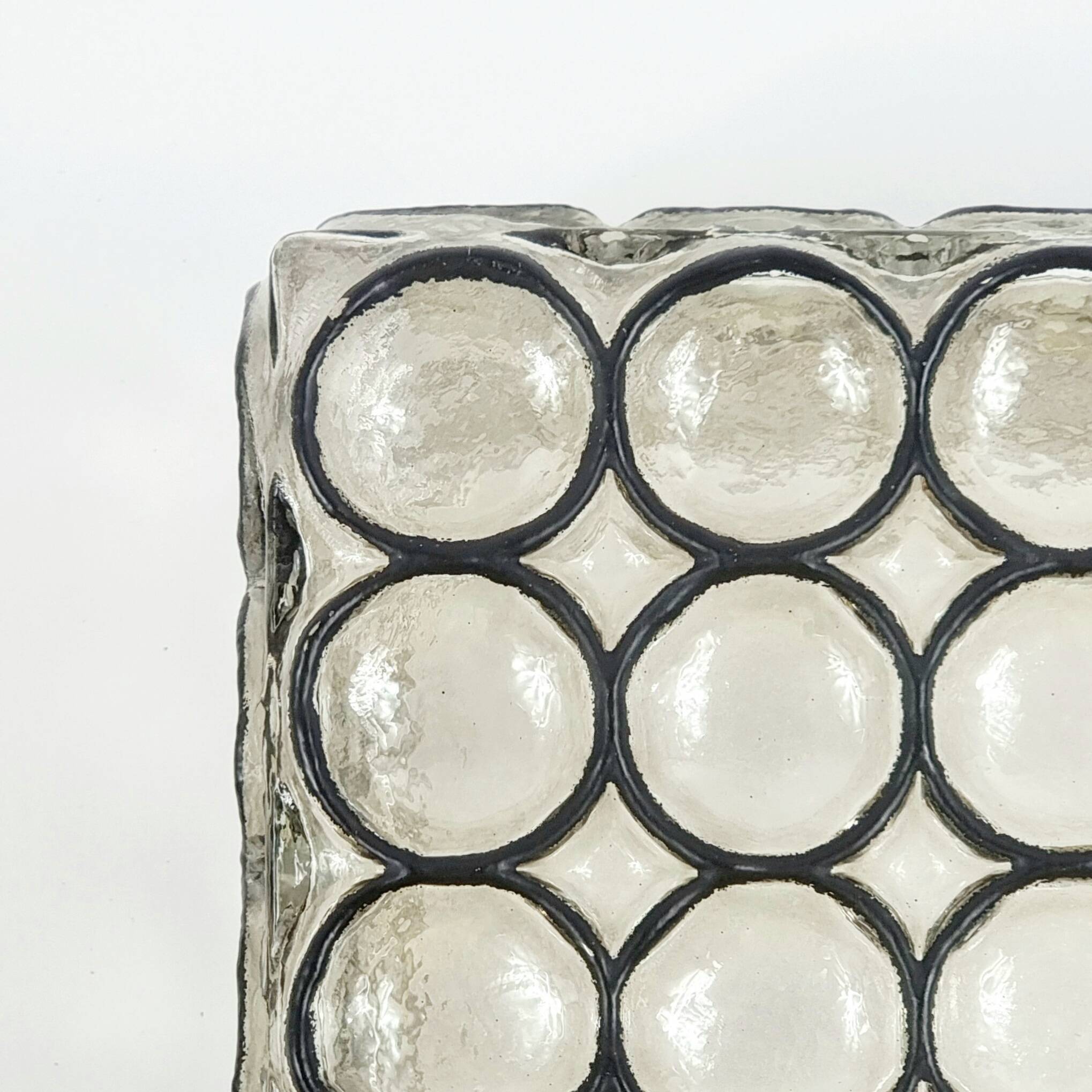 Mid Century Modern Iron Ring Glass Ceiling Light From Limburg, 1960s