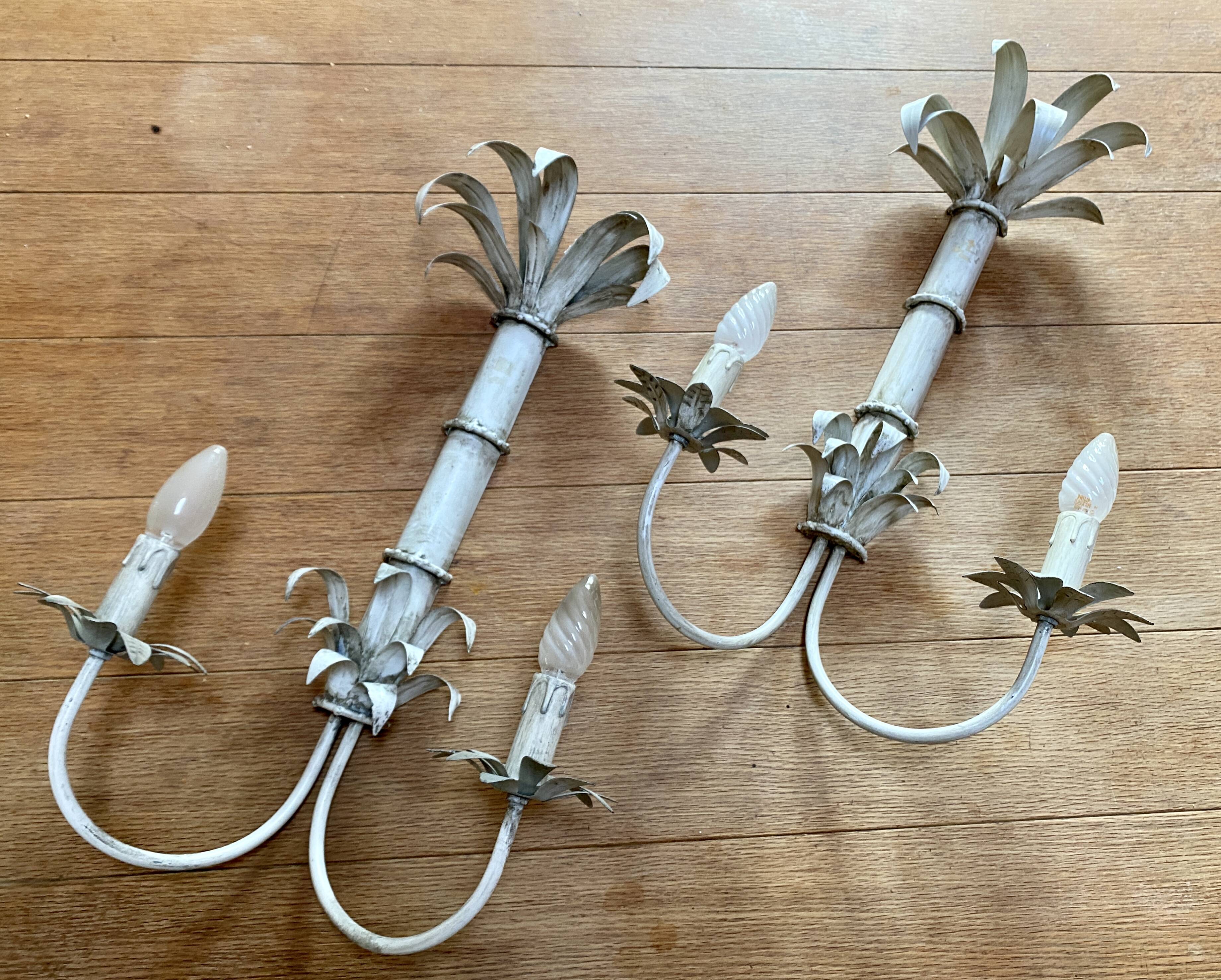 Pair of Vintage Lacquered Sheet Metal Wall Lights -