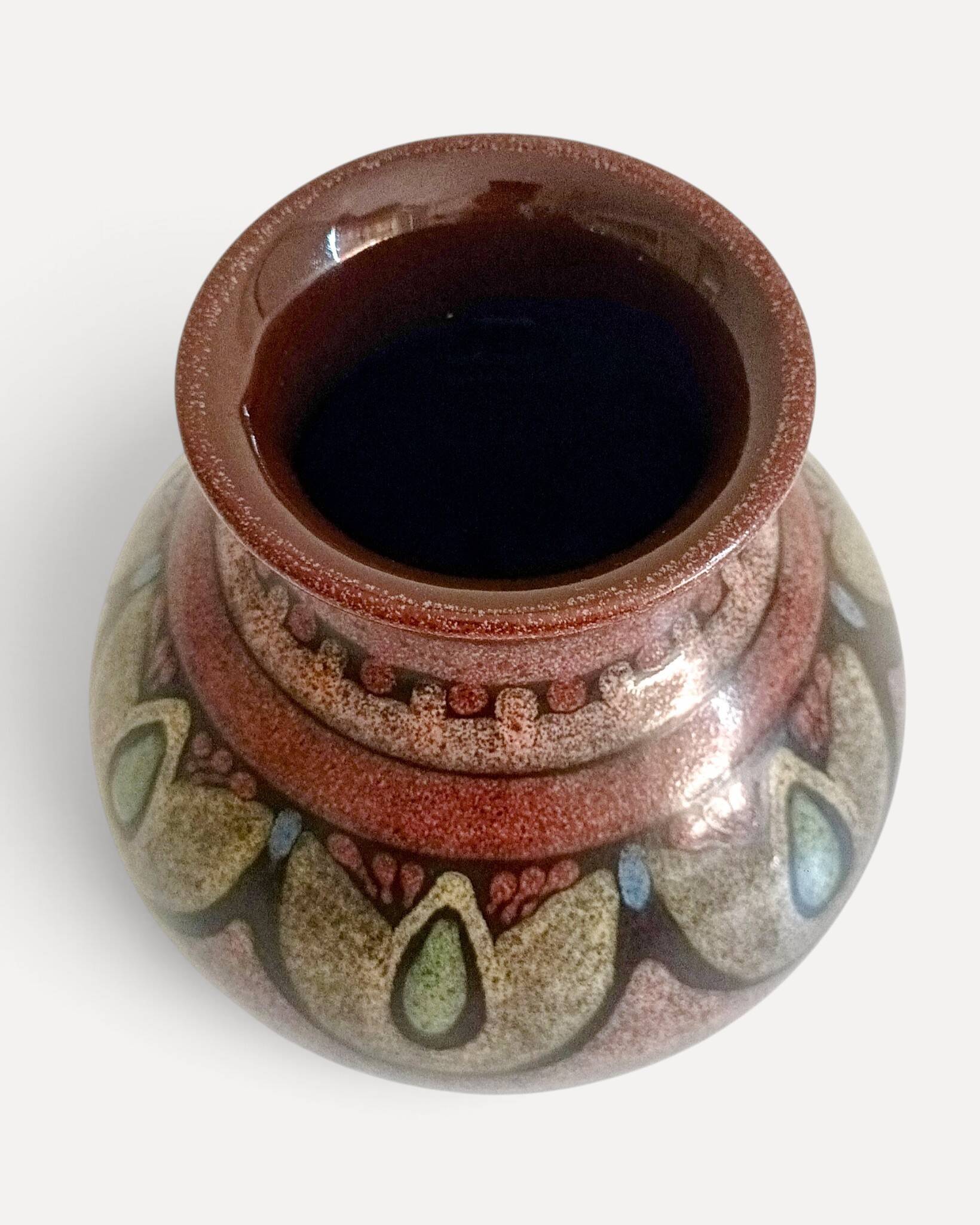 1970s Spanish Hand-Painted Studio Pottery Vase with Mediterranean Motifs