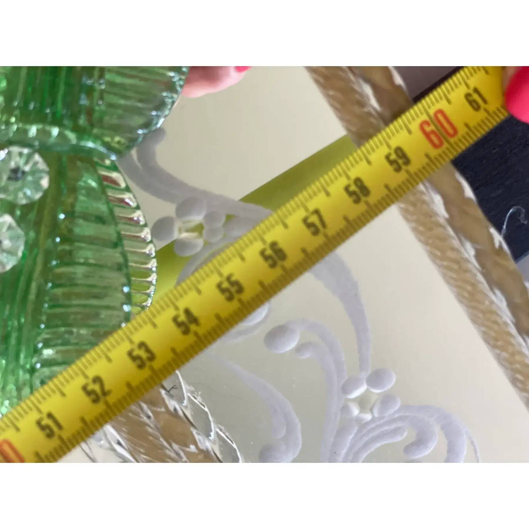 Italian Contemporary Murano Glass Mirror with Green Floral Accents Elegant