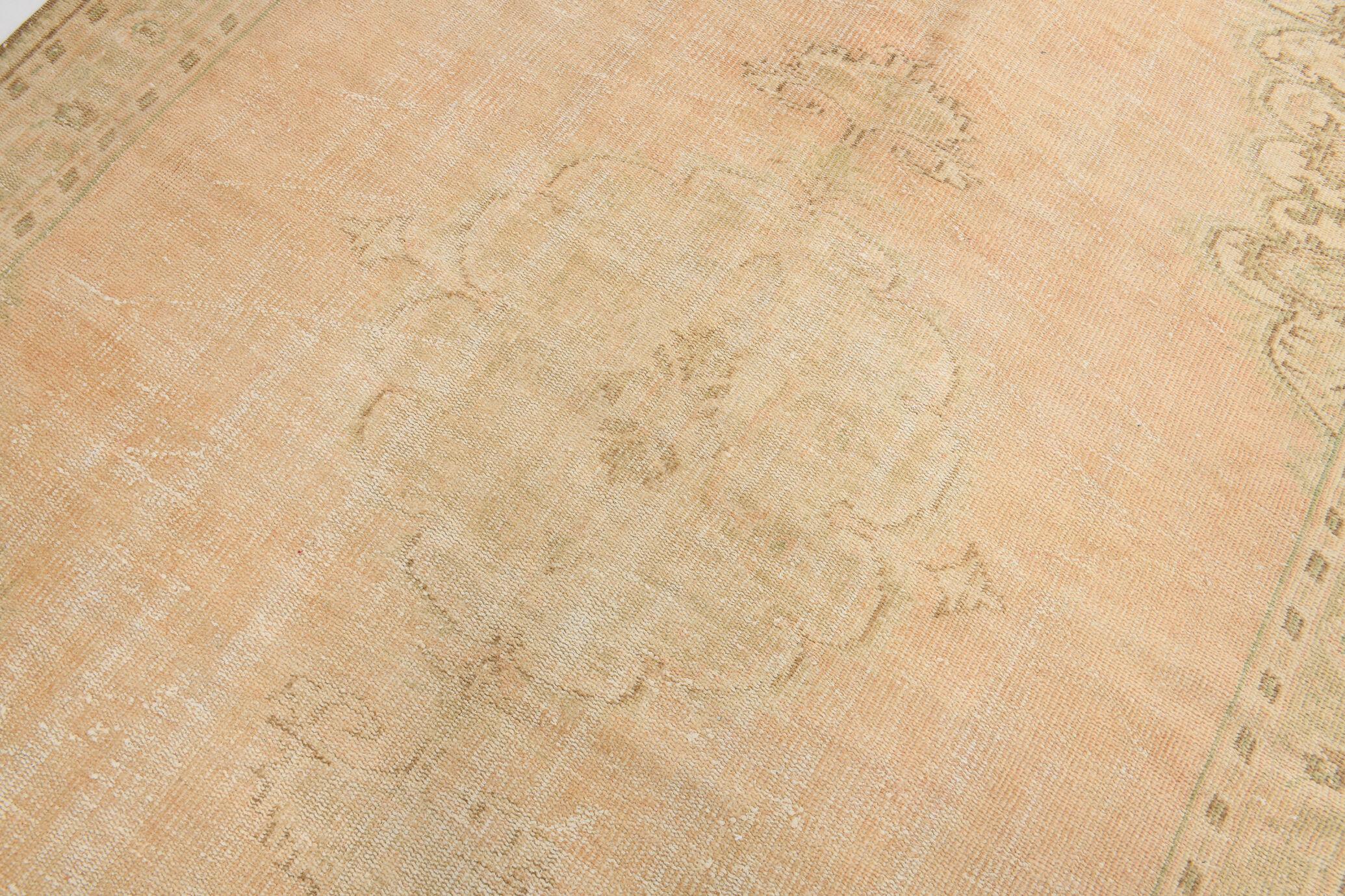 6x8 Handmade Beige Tones Wool Vintage Rug 260x194Cm