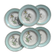 6 vintage white and green porcelain soup plates Iris Moulin des Loups "Sargosse" 1950s