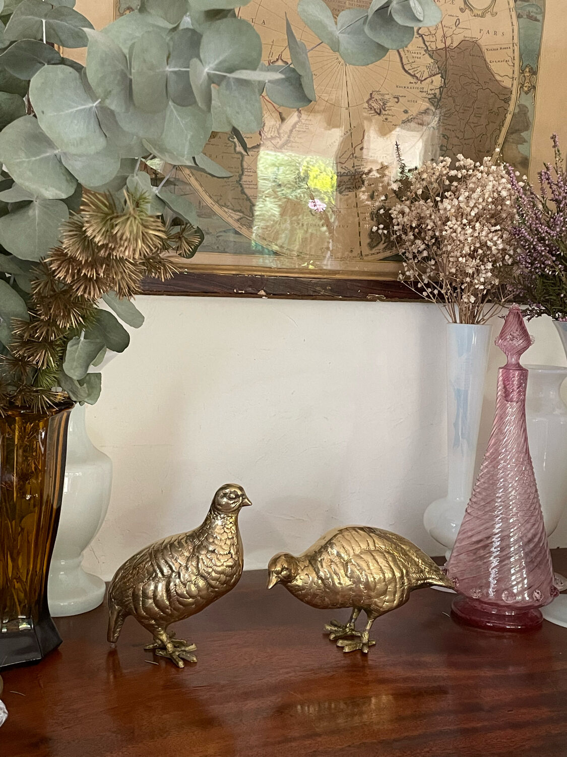 Vintage brass bird pair
