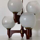 Wooden lamp with 6 gradient glass plafonds