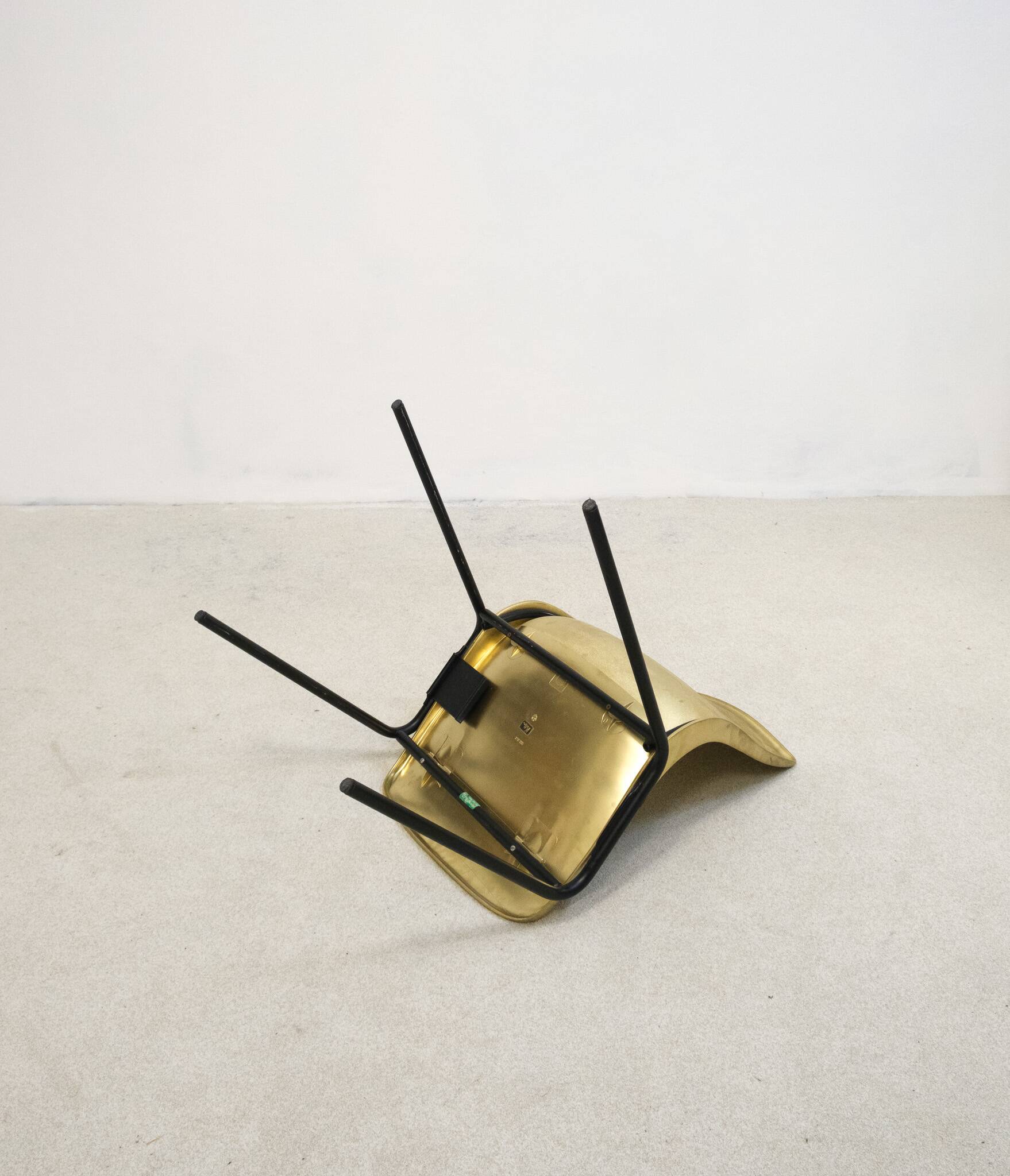 Vintage golden molded stacking chair from Hiller, Germany