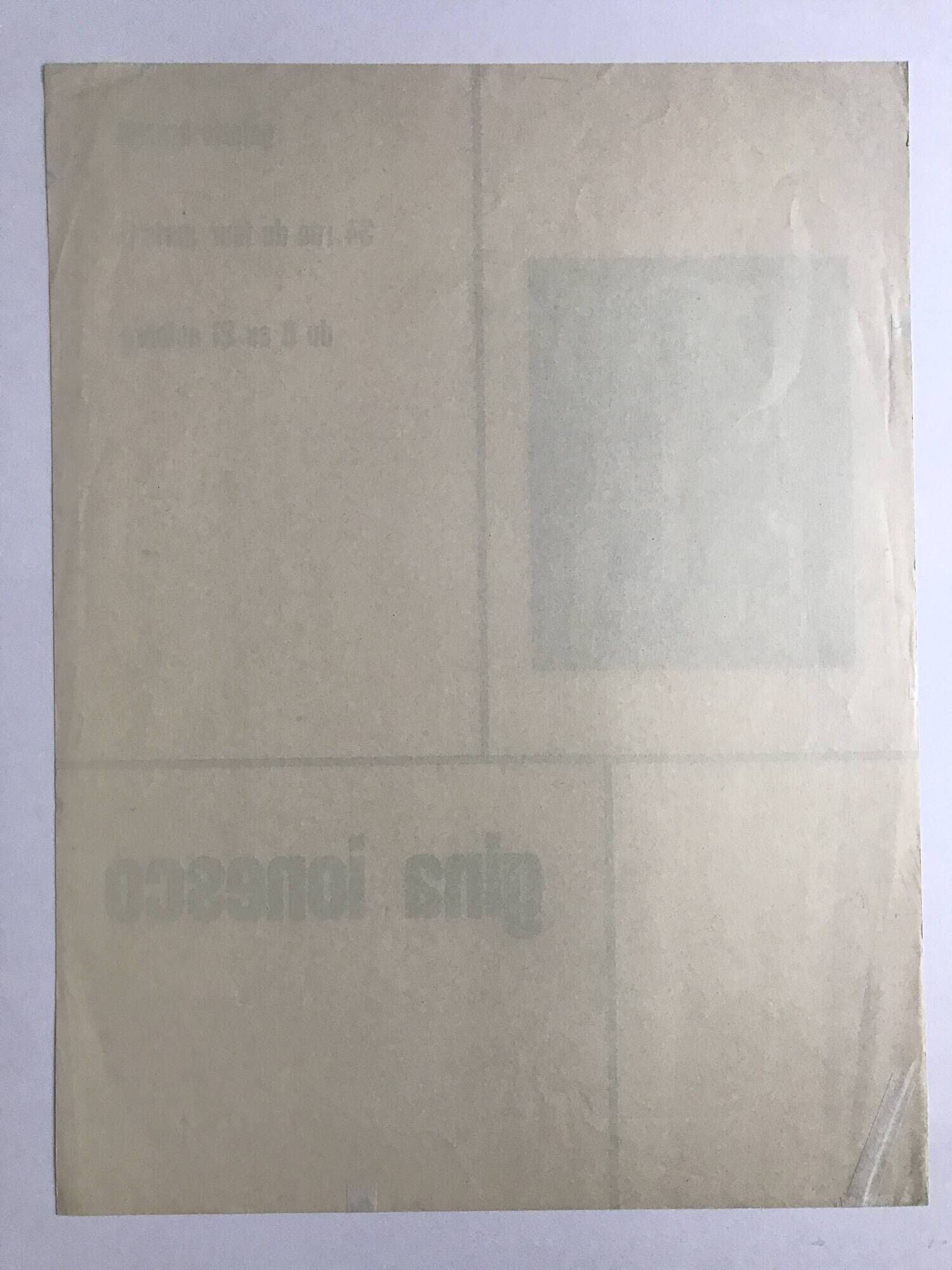 Gina ionesco, galerie arnaud, circa 1955. original poster in b&w