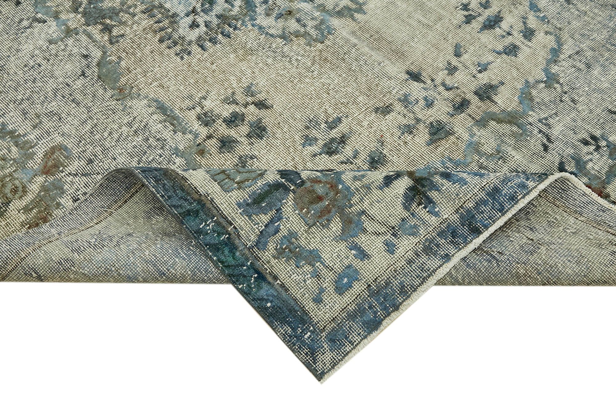 Handwoven anatolian 1980s 187 cm x 277 cm blue rug