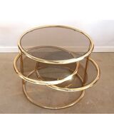 Gold-plated 3-tier turning top side table