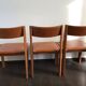 Set of 4 elm chairs and leather, 80s