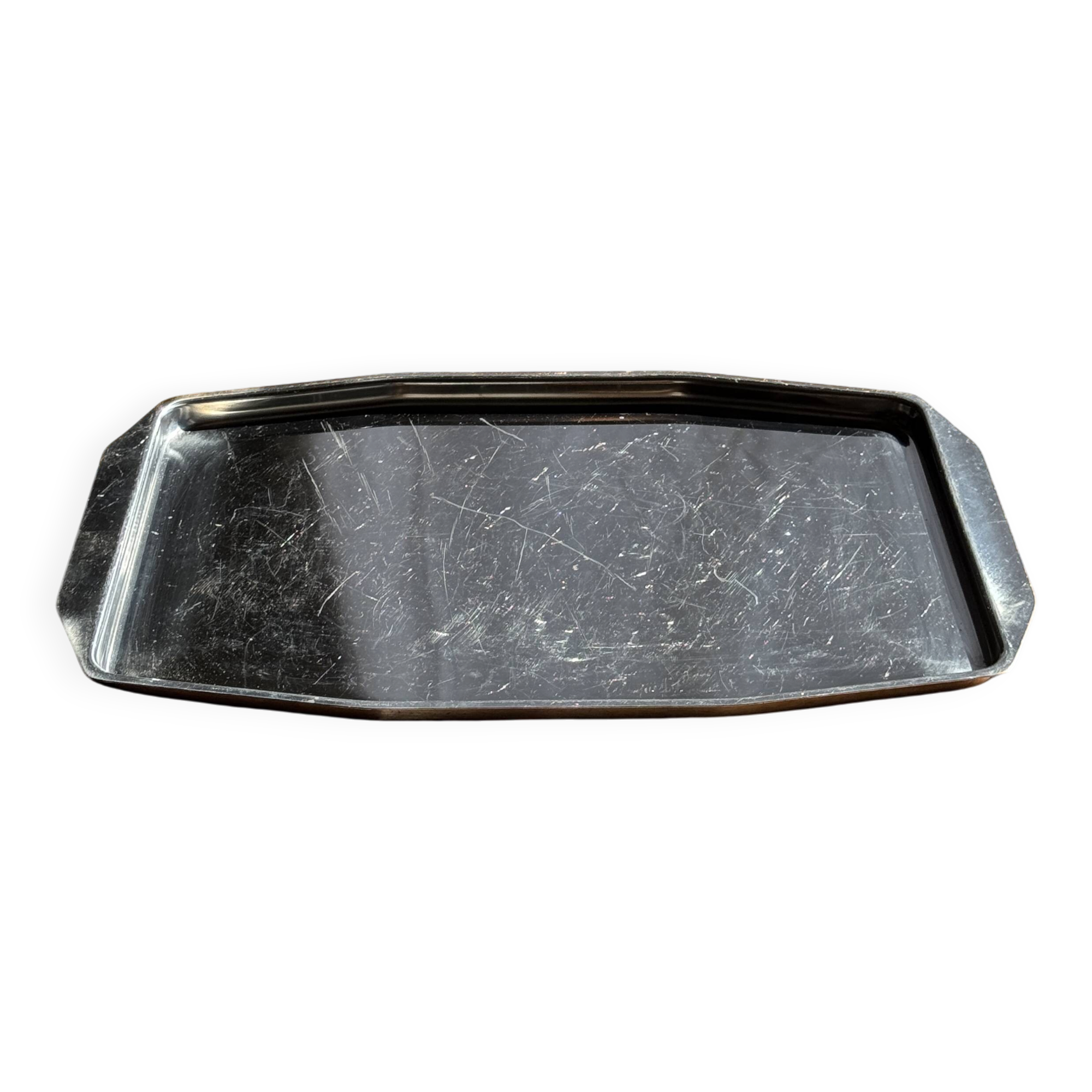 Vintage rectangular silver-plated tray with handles L37 W27 H1.5