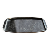 Plateau vintage rectangulaire en métal argenté à anses L37 Lg27 H1,5