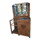 Art Deco wooden furniture with a swivelling mirror and marble top.