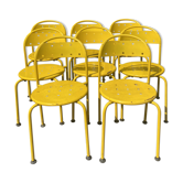 Set of eight metal garden chairs 1980s