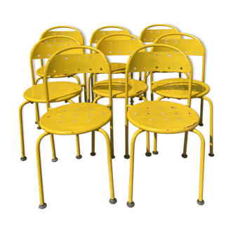Set of eight metal garden chairs 1980s