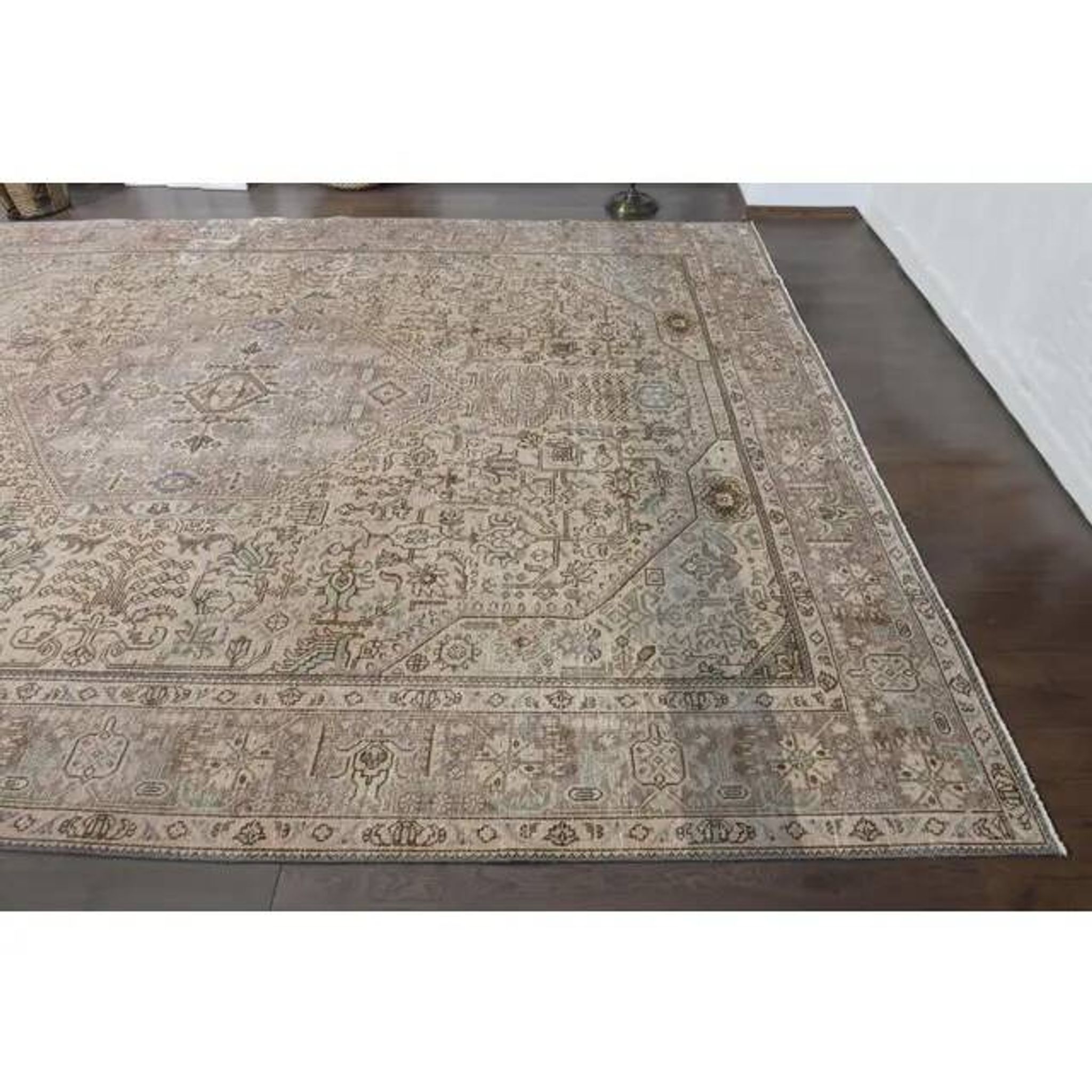 1970s Vintage Persian Handmade Wool Cotton Orange Area Rug 300x386