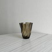 Smoked glass vase with twisted design