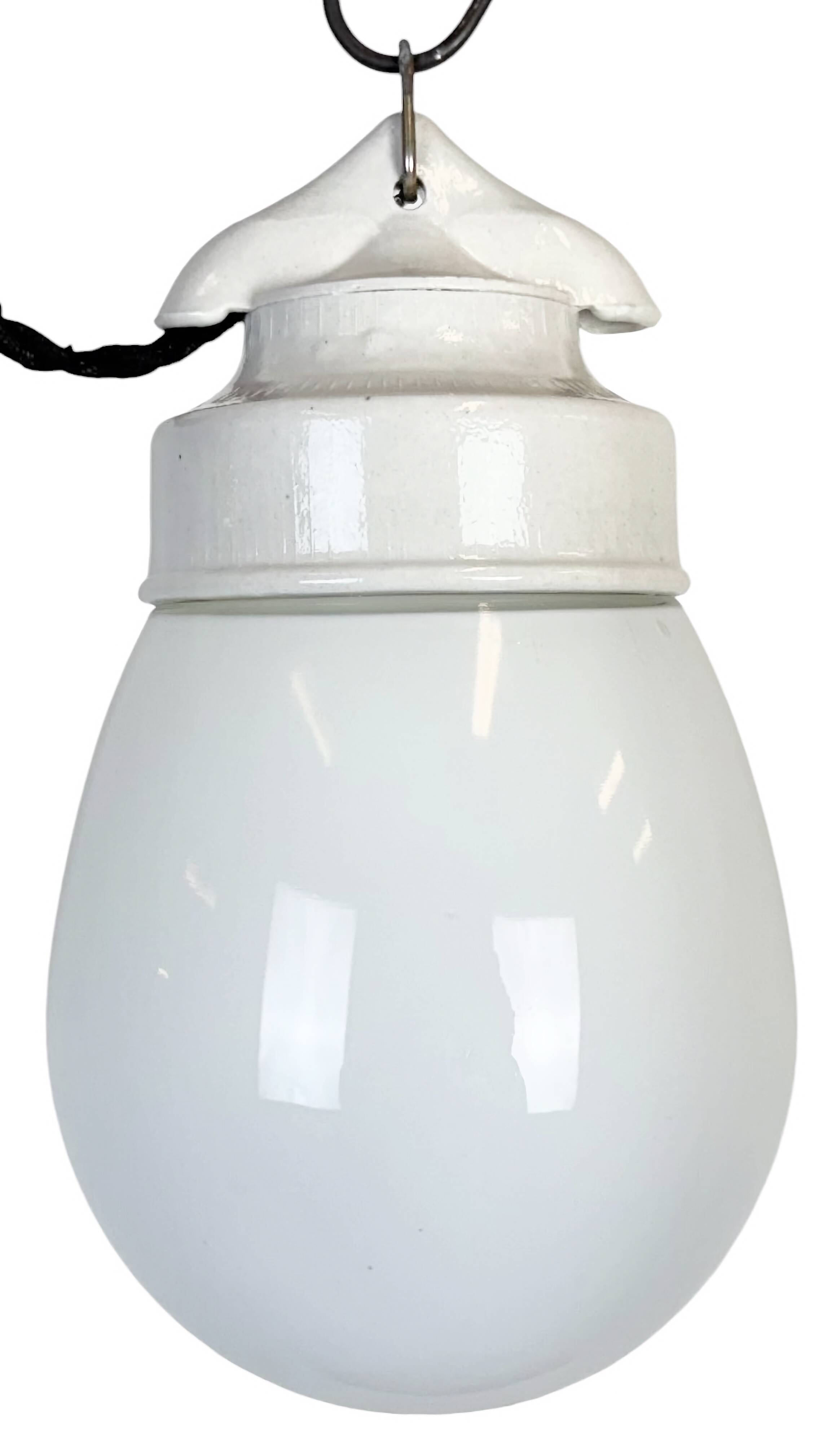 Vintage White Porcelain Pendant Light, 1970s