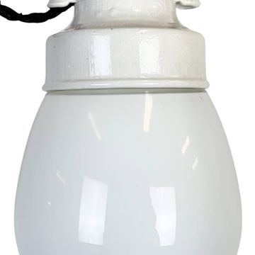 Vintage White Porcelain Pendant Light, 1970s