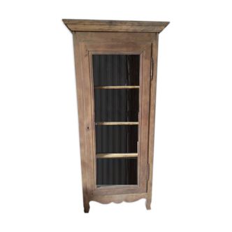 Armoire vitré bois massif aéro-gommée ancien