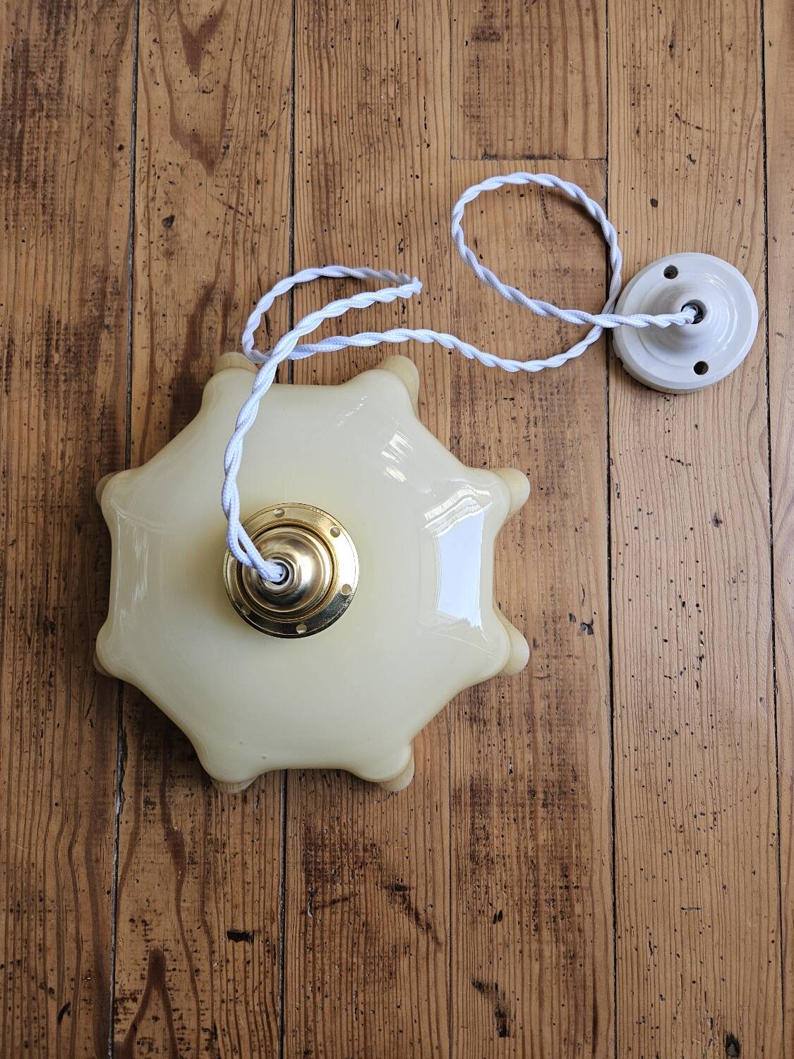 Pastel yellow opaline pendant light
