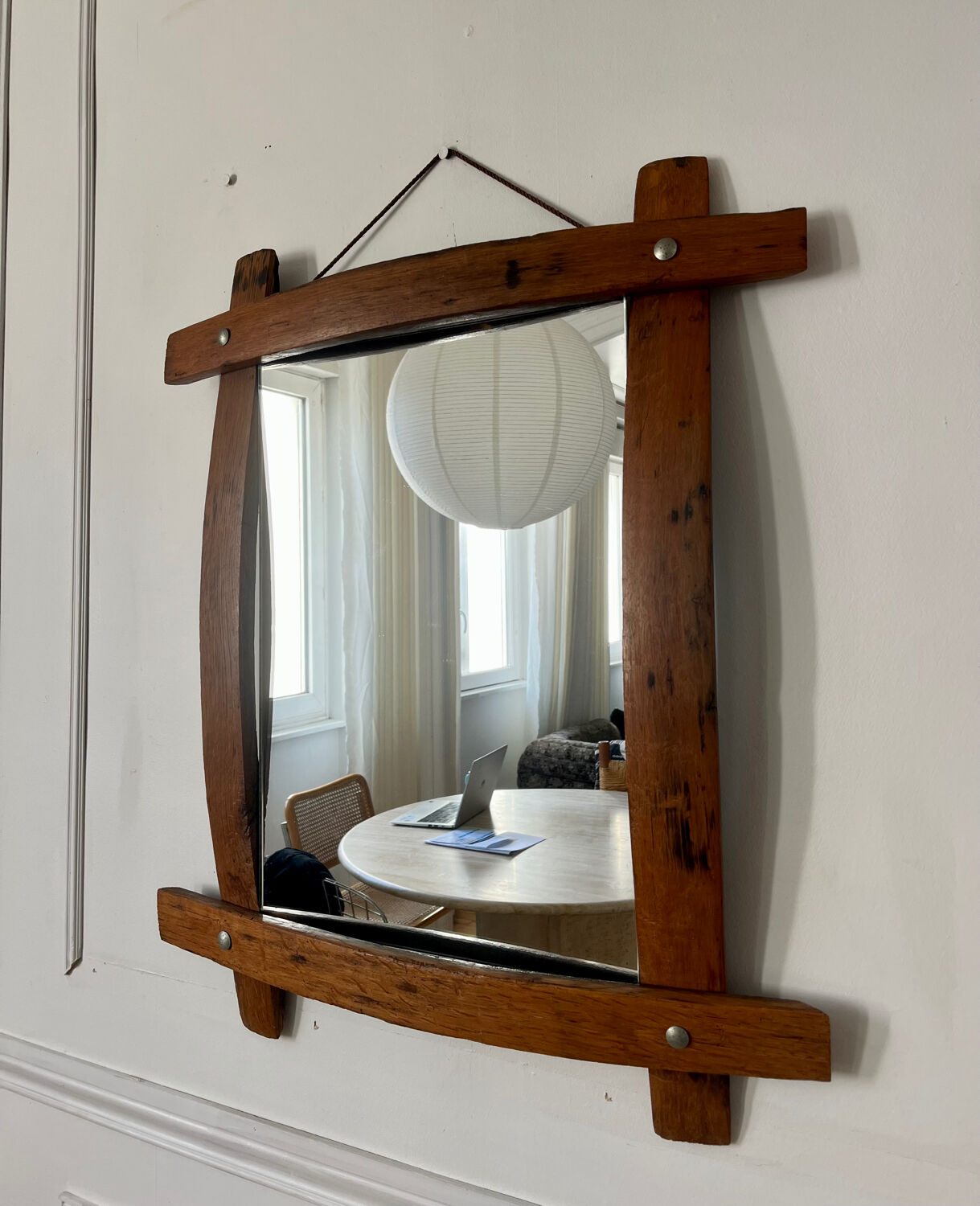 Brutalist wooden mirror 73cm x 86cm