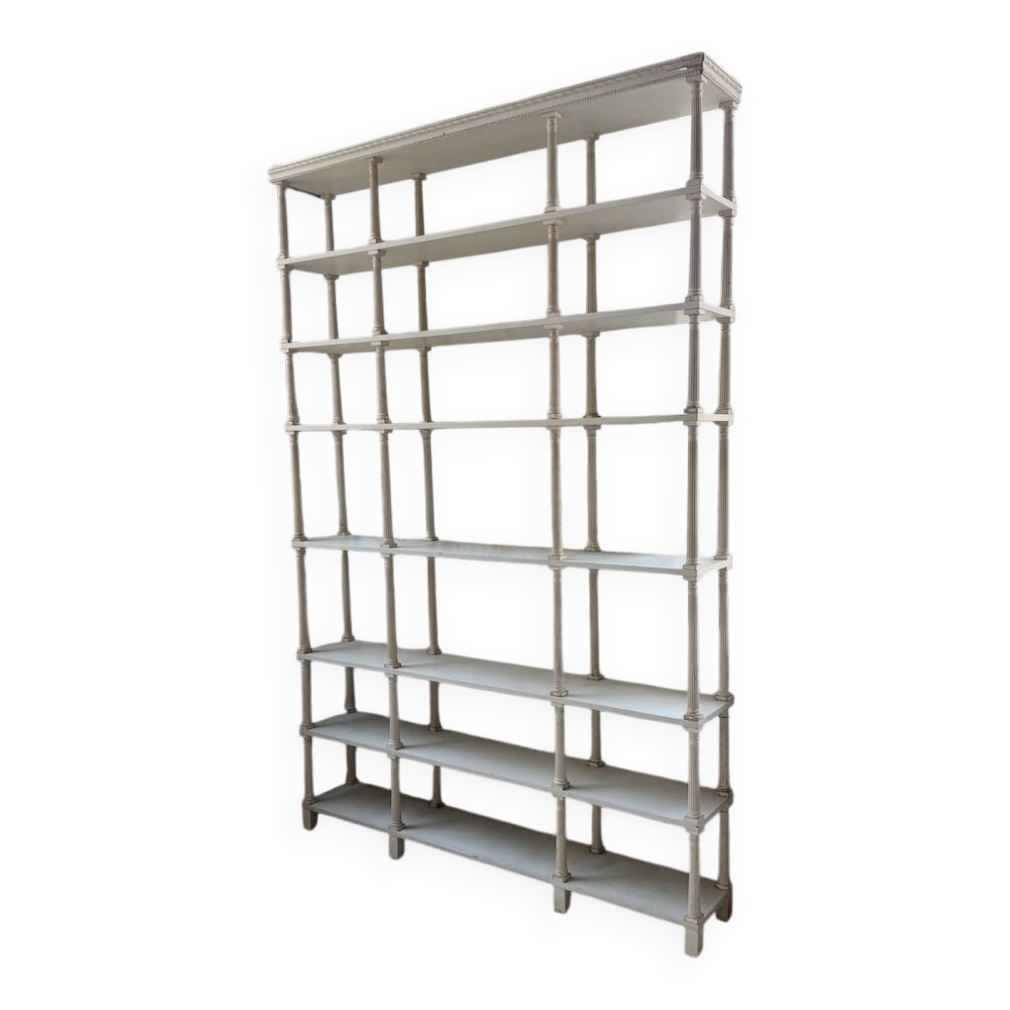 Bibliothèque, étagère XL Napoléon en bois patiné blanc