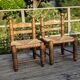 Duo of brutalist straw-covered oak chairs 1940-1950 # Charles Dudouyt